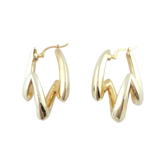 14K Two-Tone Yellow Gold Geometric Earrings #16059 - Picture 2 of 7